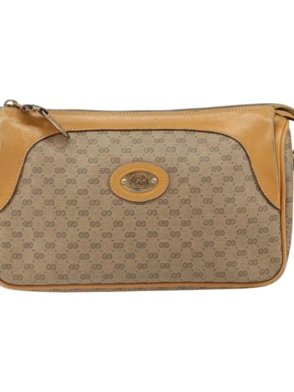 GUCCI Micro GG Supreme Shoulder Bag PVC Beige Gold Auth BA9394 - Picture 2 of 16